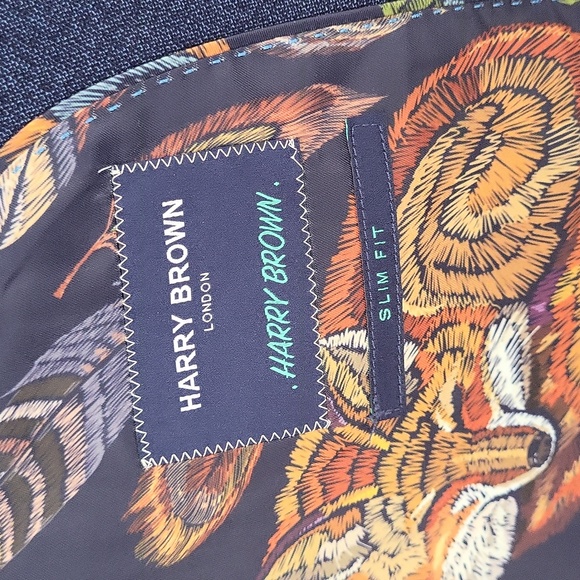 Harry Brown London Navy Slim Fit Blazer 46S - Fox Print Lining - Picture 9 of 13